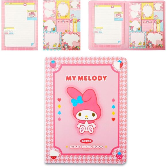 Hello Kitty My Melody Pink Sticky Notebook Cute Rabbit Stationery Set - Picture 1 of 7